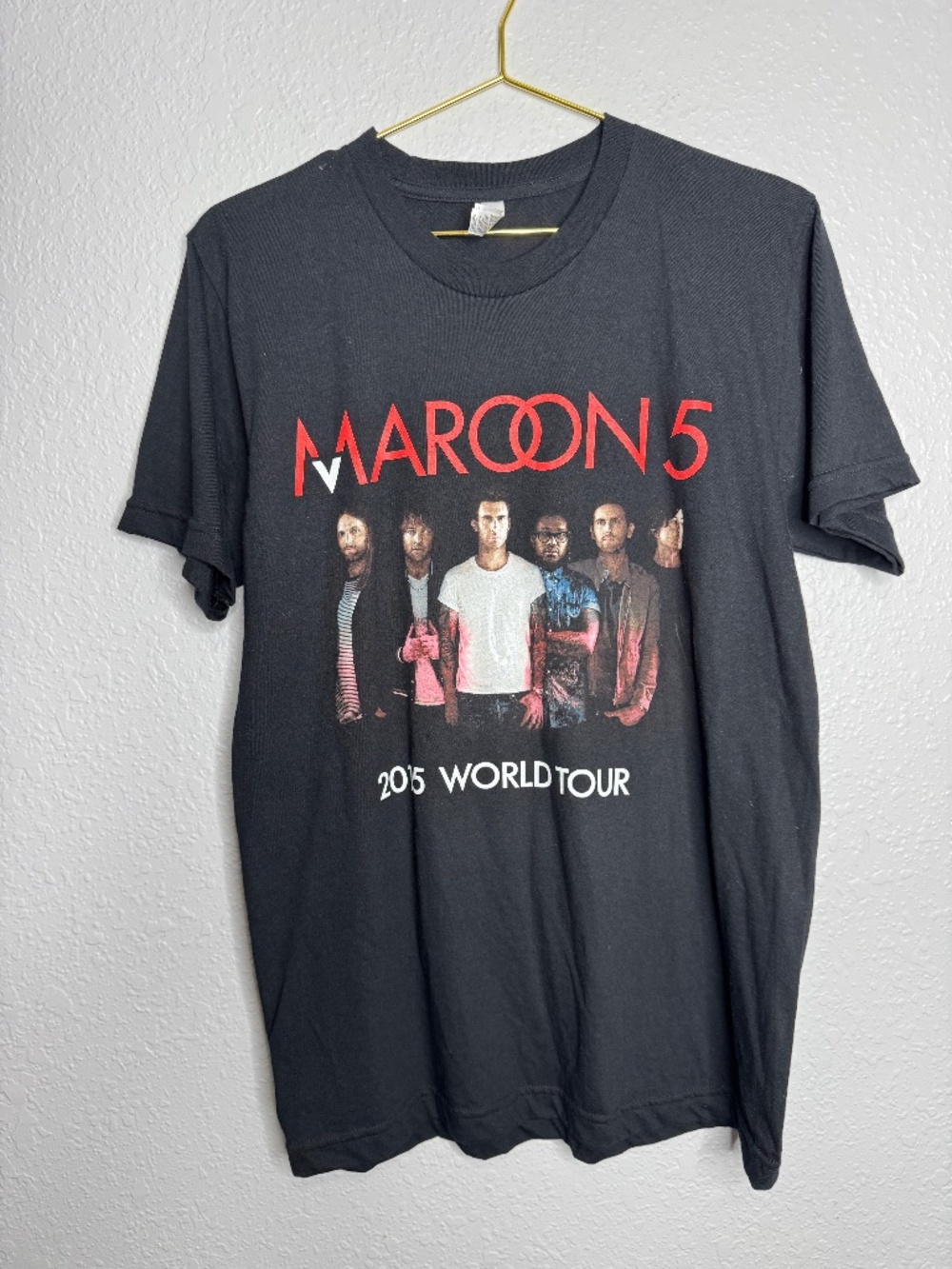 Maroon 5 2015‎ World Tour American Apparel Black  T-Shirt Size Medium - Picture 2 of 10